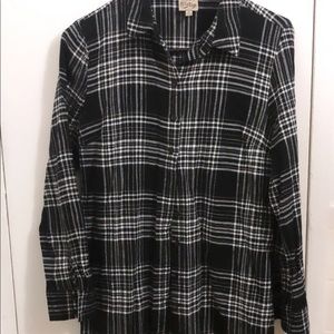 COMO VINTAGE Blouse Size Small Black and White Plaid Tunic